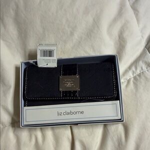 Liz Claiborne Black Clutch with Silver Accents